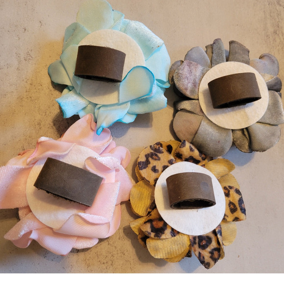 Hand Dyed Floral Crystal Center Velvet Scarf Tee Slide or Ring Pink - Picture 3 of 3